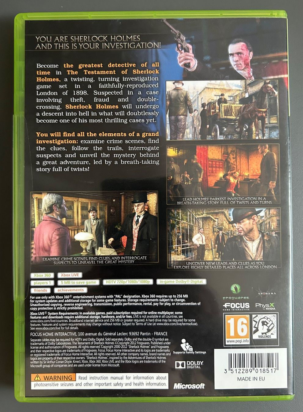 Giochi: Das Testament des Sherlock Holmes - Xbox 360 – Usato da Obfelden venduto da jenxbp 1