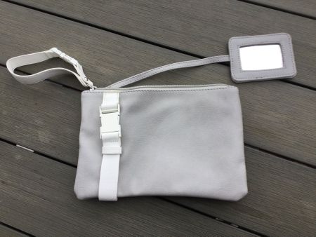 Sac/Pochette grise/écru miroir NEUF