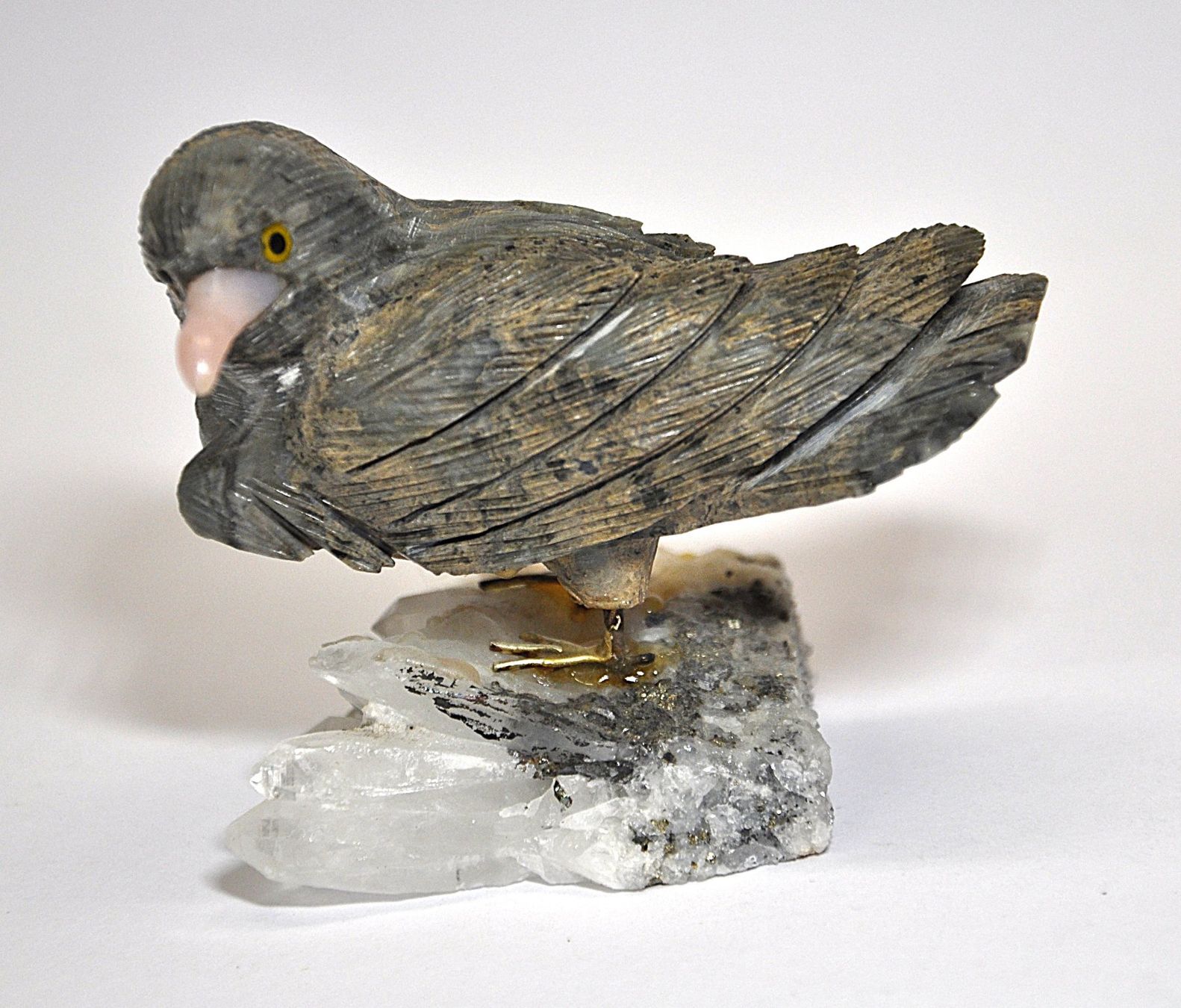 Mineralien & Heilsteine: Vogel geschnitzt aus Mineralien – Neu (gemäss Beschreibung) aus Grabs von Fadenquarz 4