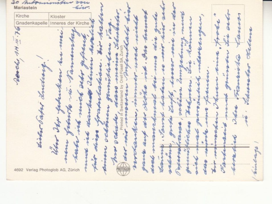 Cartoline postali: Mariastein 1976 – Usato da Bürglen TG venduto da StampGraf 1