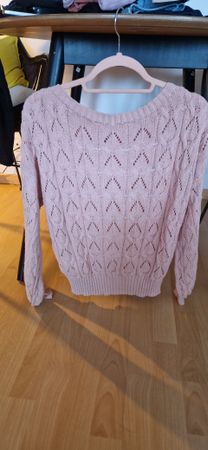 Damen Strickpullover Rosa Gr. S Lochmuster