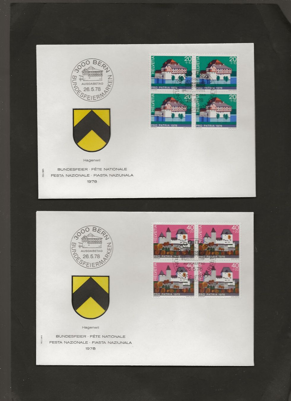 Tutti i francobolli: Schweiz Pro Patria FDC 6 Viererblock Serien – Usato da Au ZH venduto da xelagreb01 3