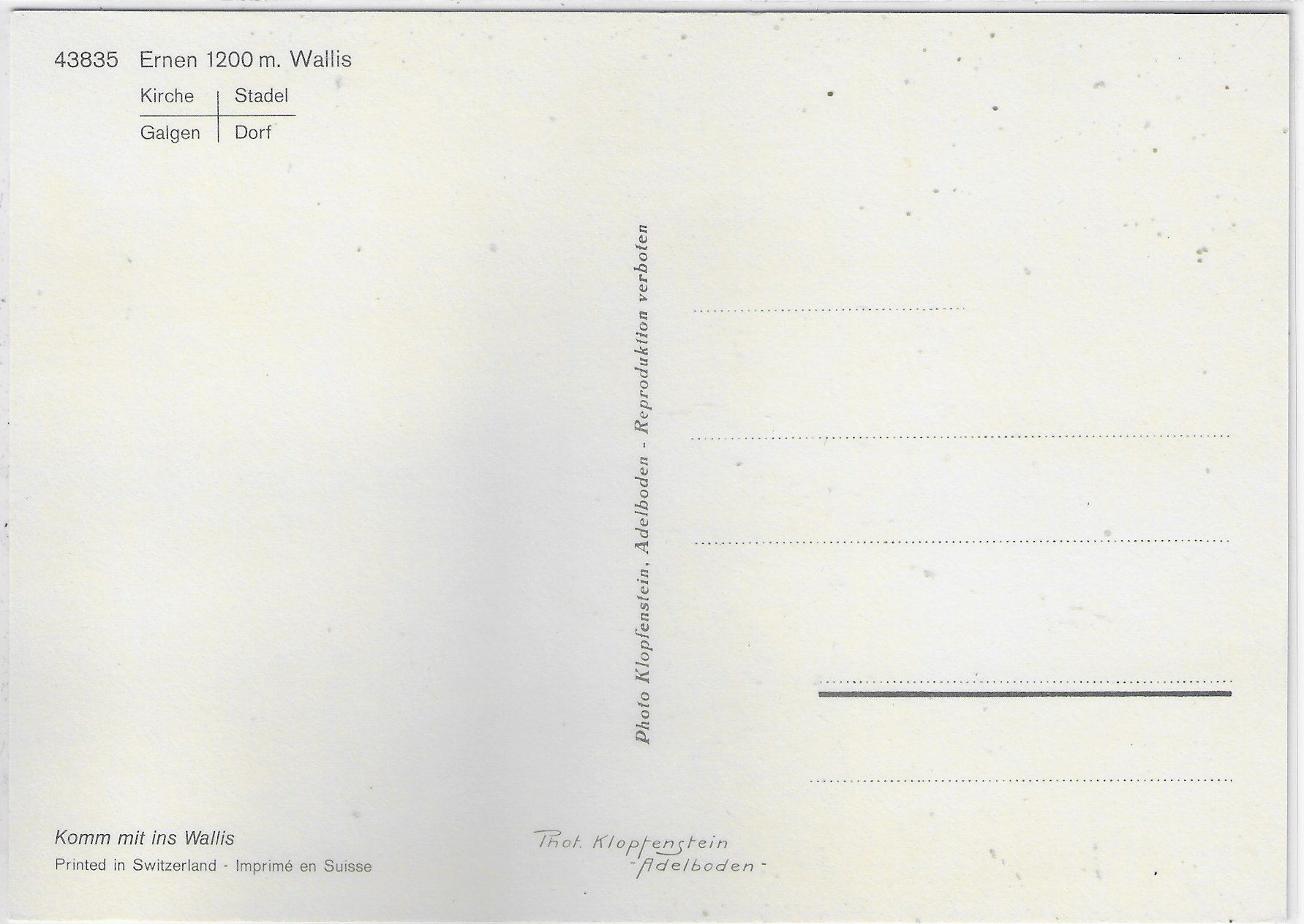 Cartoline postali: Ernen - Kirche, Stadel, Galgen, Dorf – Usato da Ettingen venduto da Kartenplanet 1
