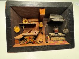 3D Wandbild Holz Blumen