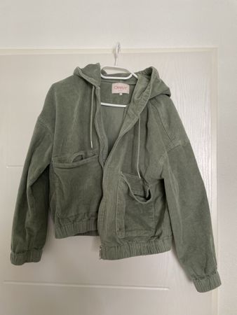 Mint-grüne Kordjacke, M