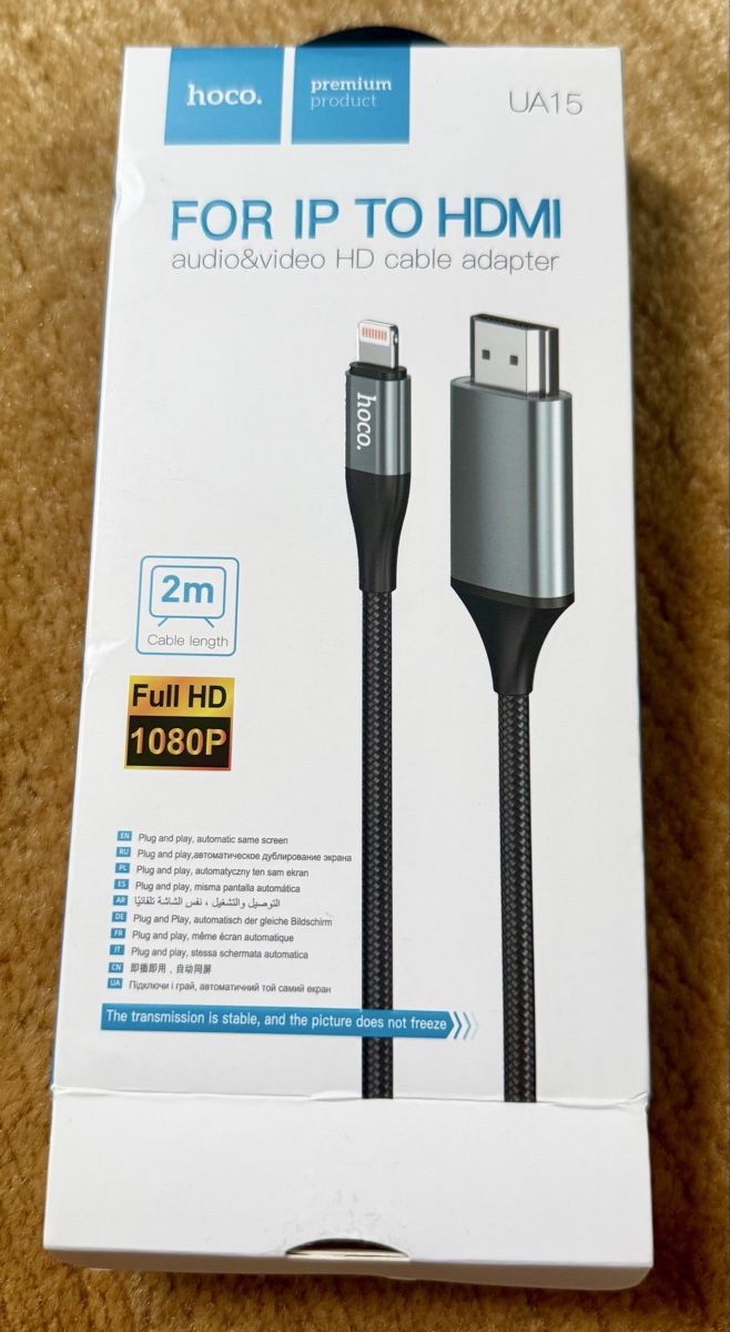 Laufwerke & Adapter: hoco. Lightning auf HDMI Kabel 2m – Neu und originalverpackt aus Mittelhäusern von Nschranz