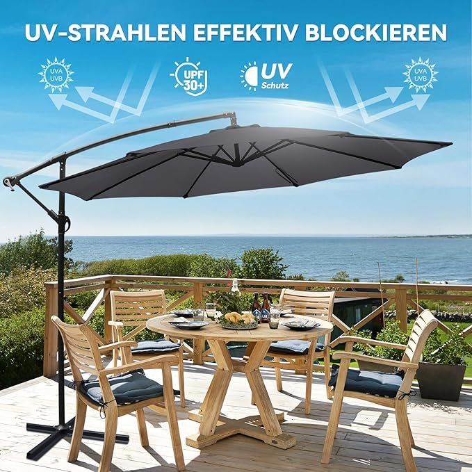 Sonnenschirme: Ampelschirm 300 cm mit Ständer UV-Schutz Wind – Neu und originalverpackt aus Dietikon von Abverkauf10 2