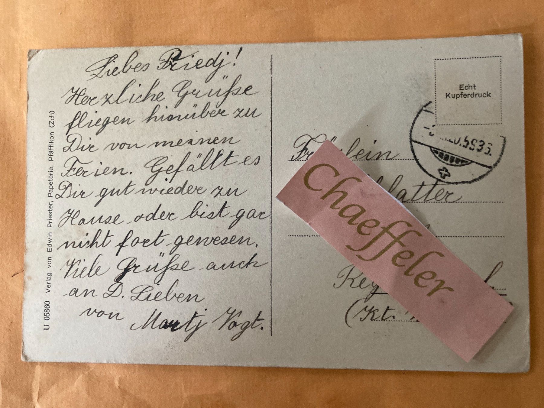 Cartoline postali: 1959 Pfäffikon (Zch) am See – Usato da Zürich venduto da Chaeffeler 1