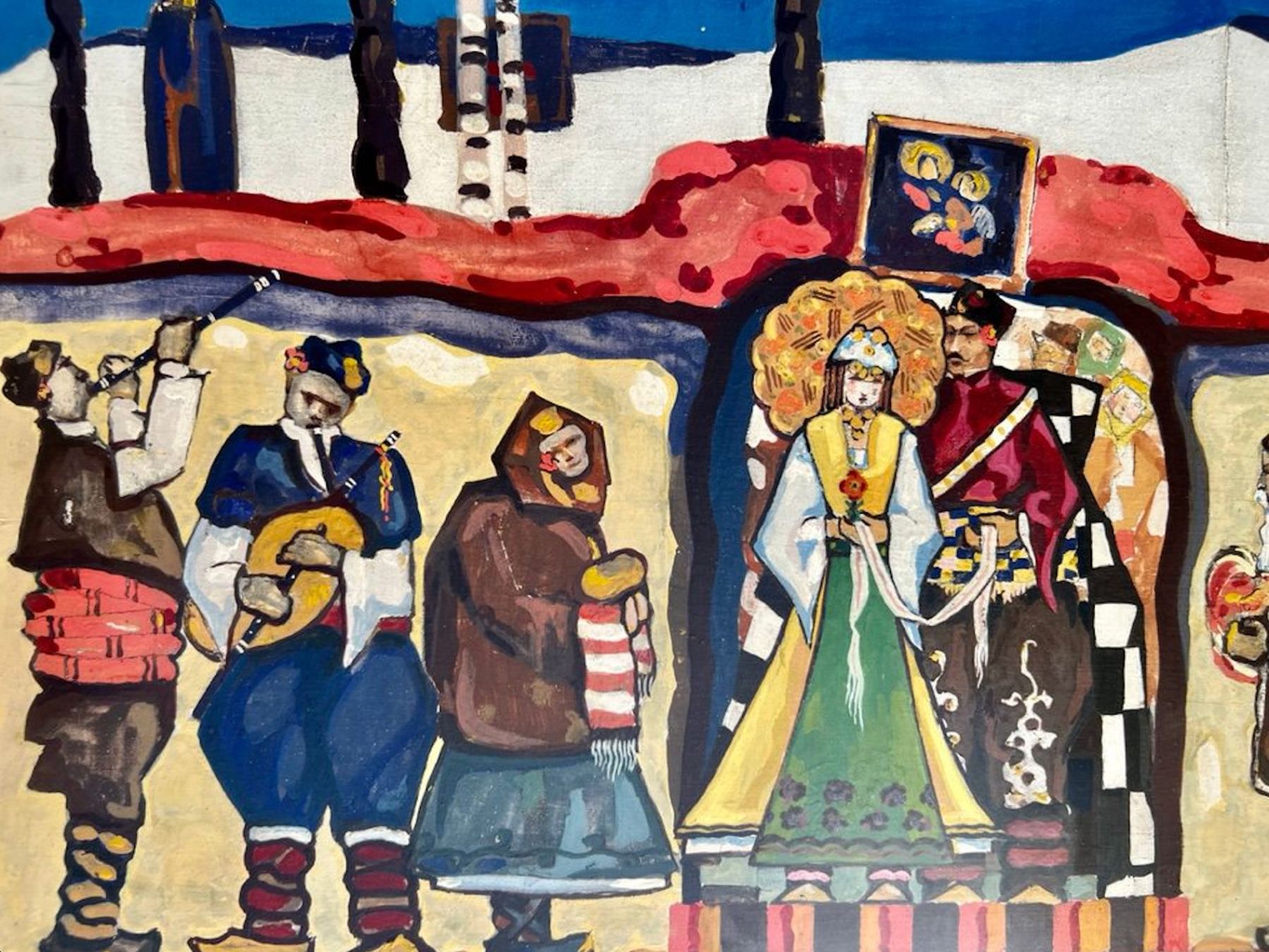 Gemälde: GOUACHE "SCÈNE DE MARIAGE ORTHODOXE" M.BELO 1934 GUSCLEF – Gebraucht aus Genève von aic_p8ld 3