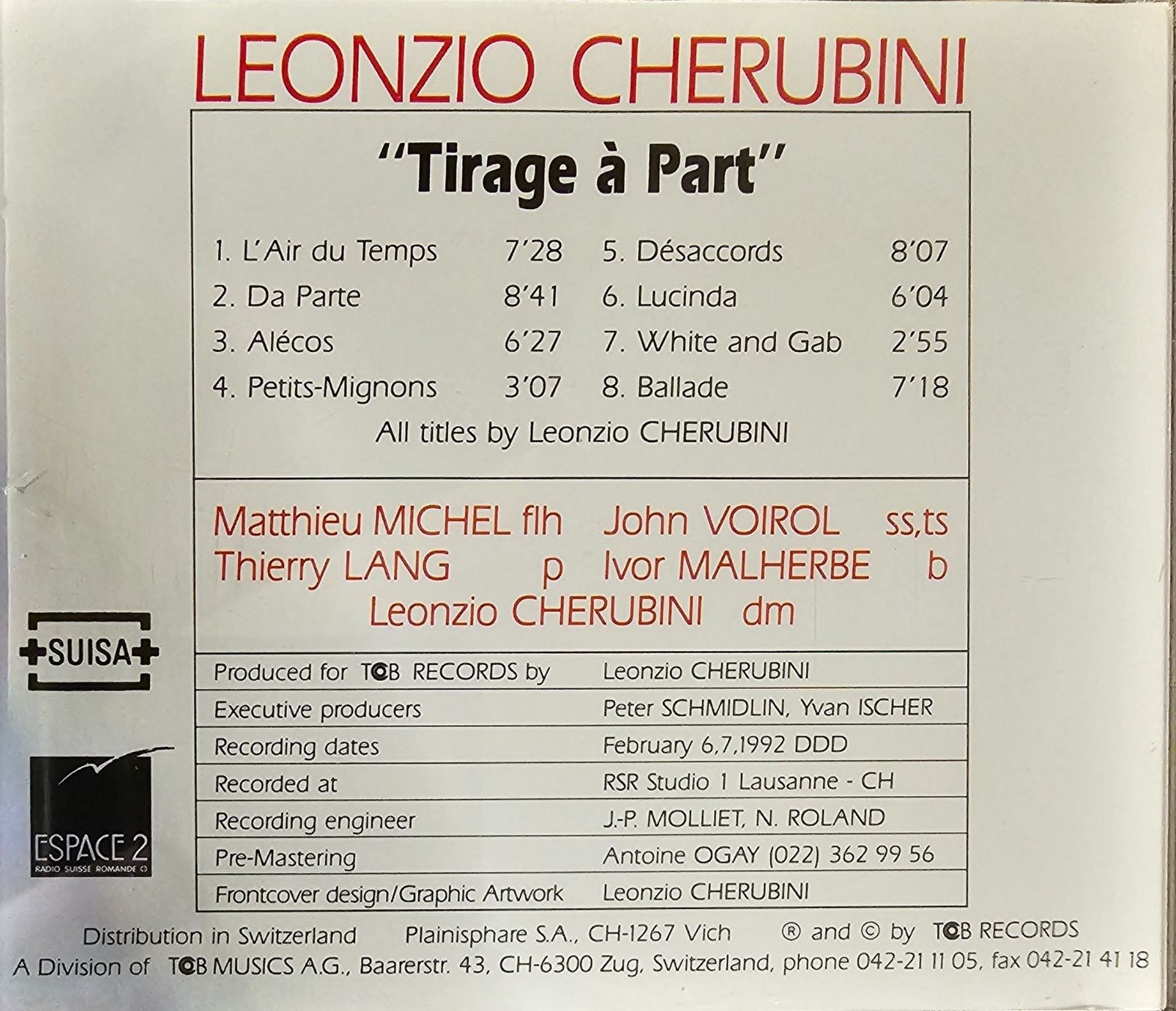 CD: Leonzio Cherubini - Tirage À Part – Usato da Wahlen b. Laufen venduto da Cg10 1