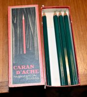 Vintage Farbstifte Caran d’Ache Vert 4 stifte Verpackung rot