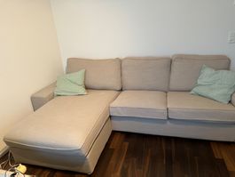 IKEA Sofa KIVIK 3er mit Récamiere und Hocker (beige)
