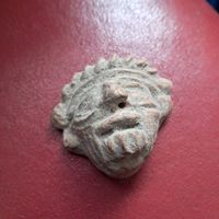 Sehr alte, rustikale Tonfigur-Maske, tolles Deko-Objekt!54