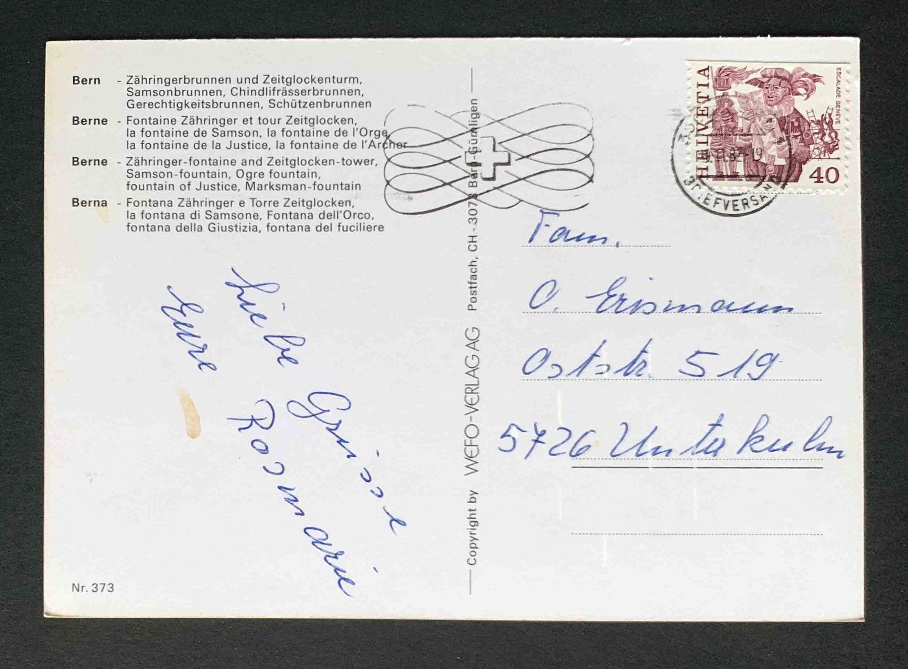 Cartoline postali: AK Bern Brunnen Diverse – Usato da Goldau venduto da artelier1 1