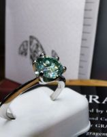 Bague argent avec diamant de moissanite de 2 ct certifié GRA