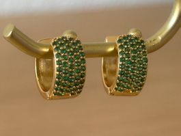 Luxus Elegante Mini Creolen Ohrstecker Farbe :Gold / Grün
