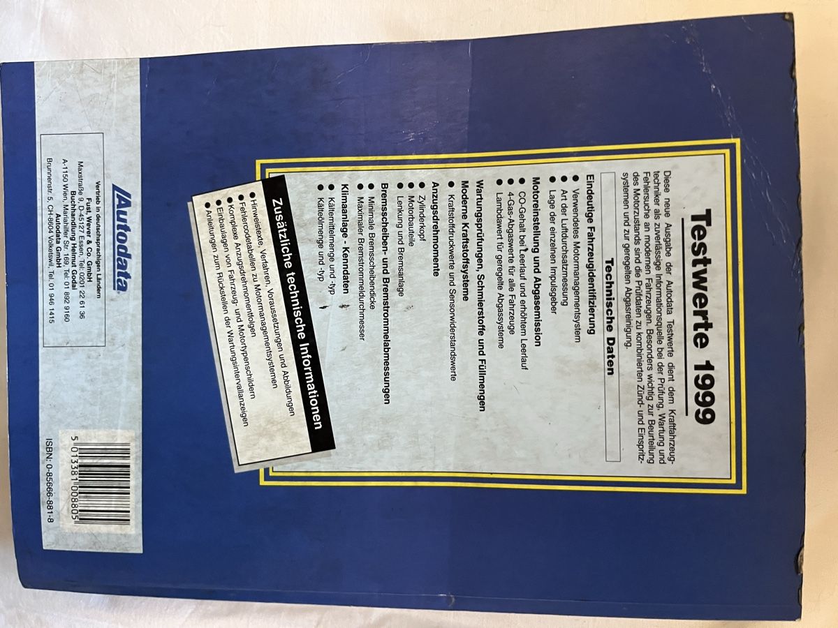 Libri: Auto Testwerte Werkstattbuch – Usato da bretzwil venduto da nightflasher 3