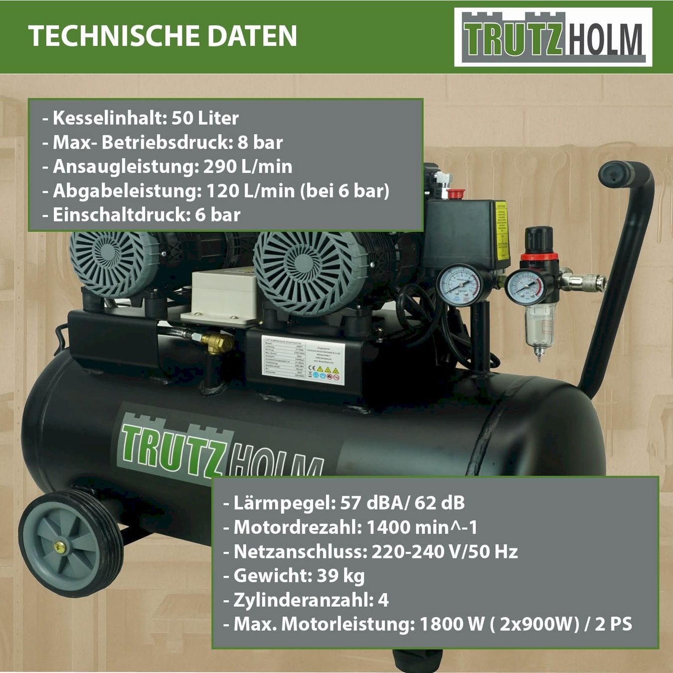 Compresseurs: Trutzholm Flüsterkompressor 50L – Neuf avec emballage d'origine à Bottighofen par zaap 3