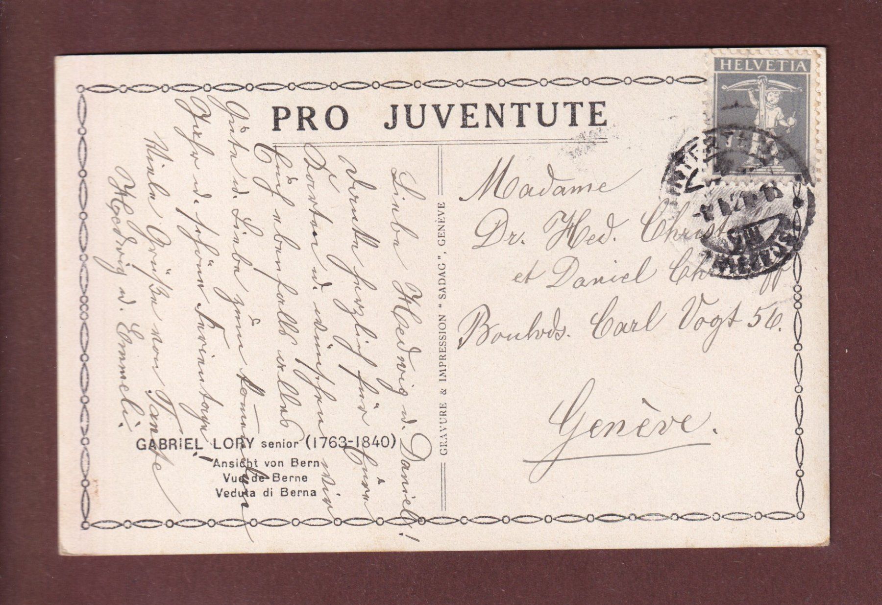 Ansichtskarten: PRO JUVENTUTE - Bern - 1921 – Gebraucht aus Pully von nicecards-shop 1