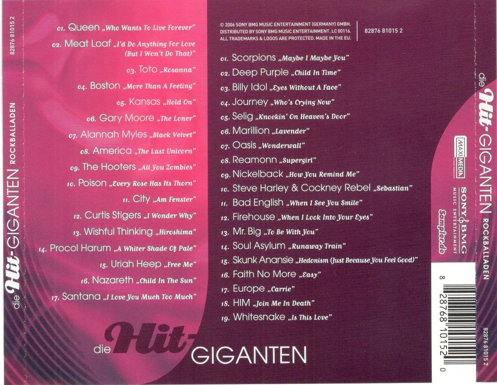 CD: Die Hit Giganten CD Rockballaden – Usato da St. Margarethen TG venduto da Smiley-Face 1