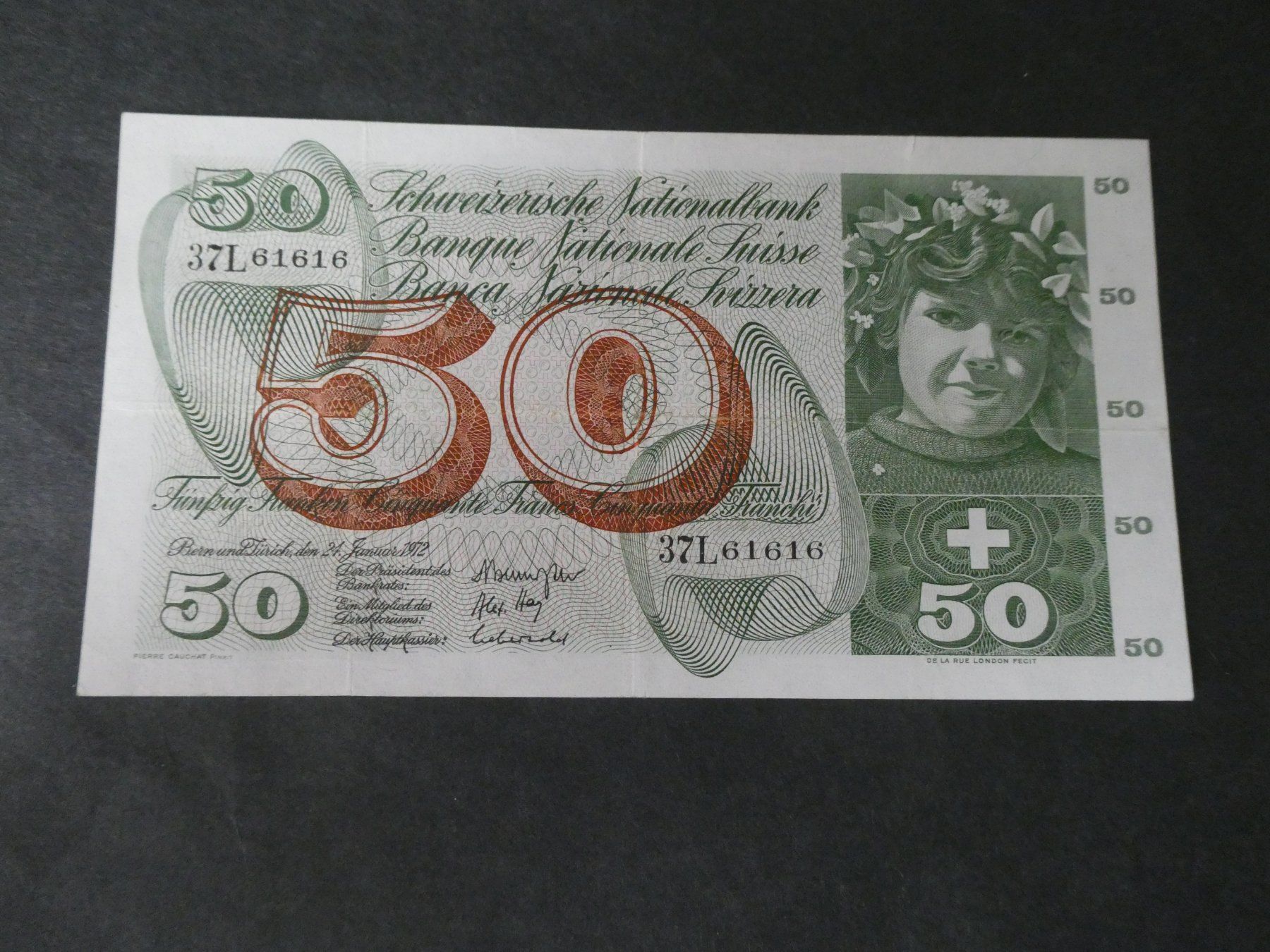 Billets de banque: Schweiz 1972, 50 Franken – D'occasion à Hinterforst par Rohusri