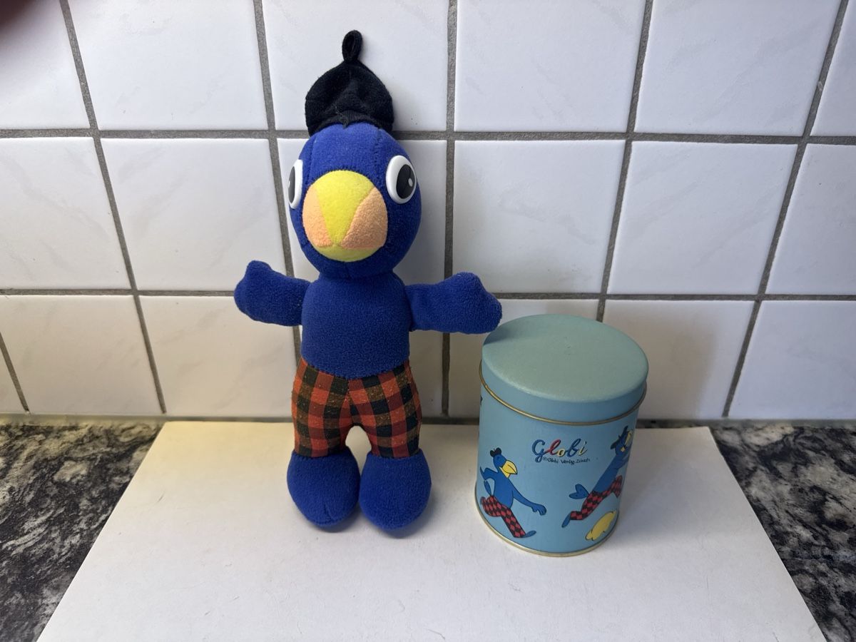 Puppen: Plüschfigur Globi mit Dose guter Zustand – Neu (gemäss Beschreibung) aus Mellingen von Wupper