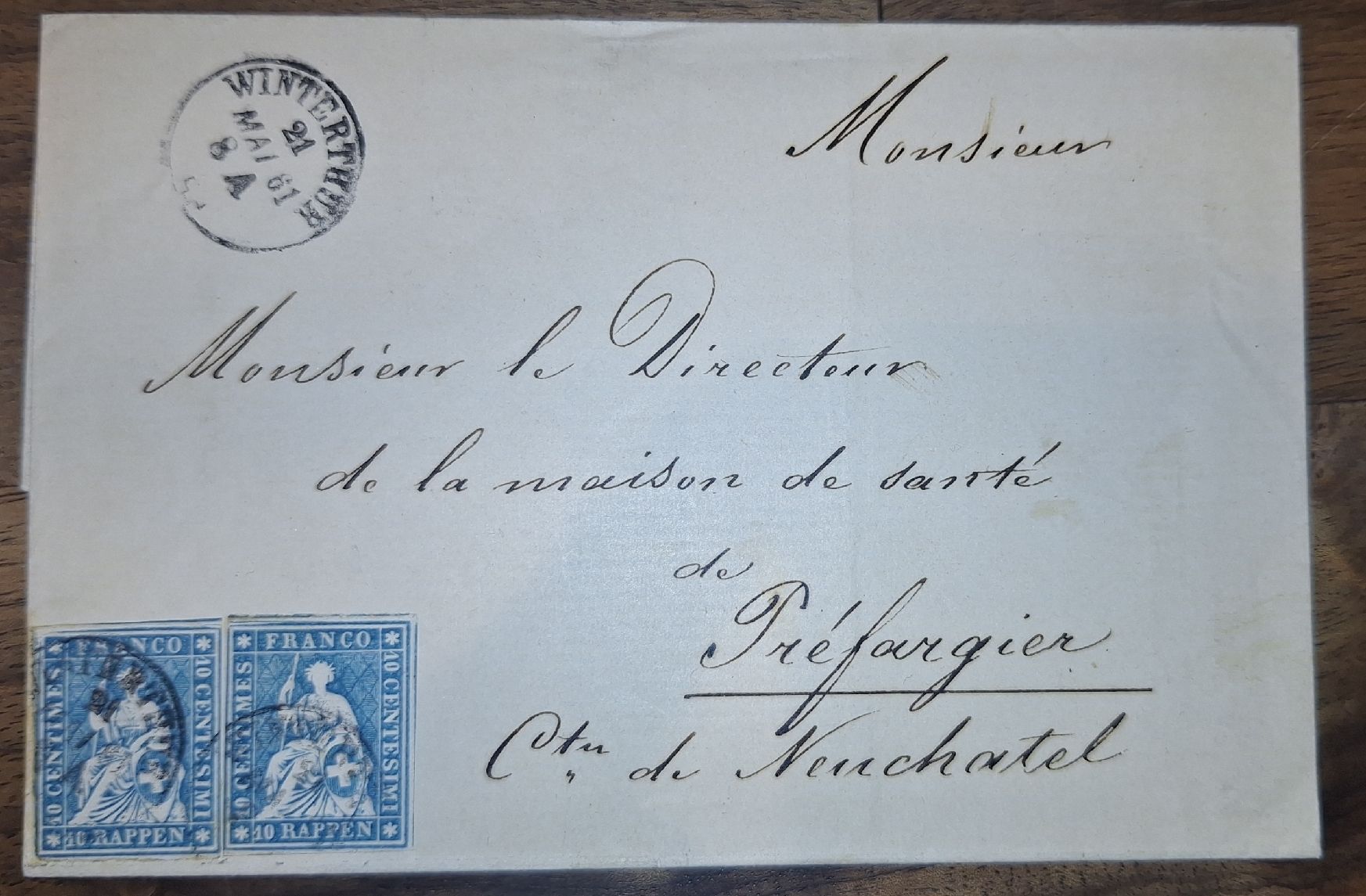 Tutti i francobolli: Strubelbrief 23G Winterthur - Neuchatel – Usato da Balgach venduto da SIMEON27