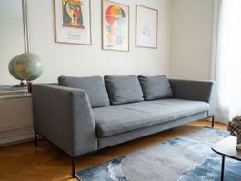 Interio Sofa BRANDON 3er – Fasoli grau/schwarz