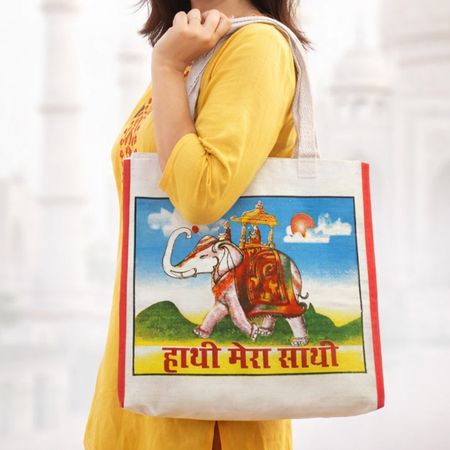 Einkaufstasche XL aus  Baumwolle Tasche Indien Elefanten goa
