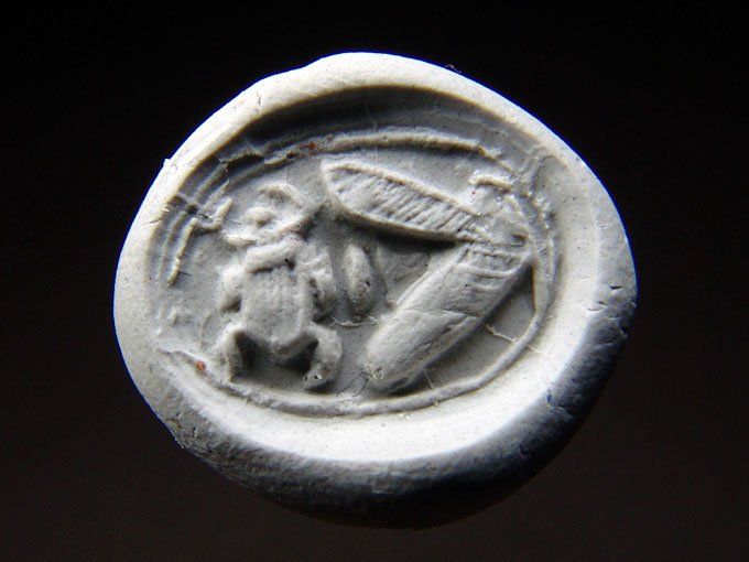 Minerali & Pietre curative: Ägyptischer Skarabäus mit Hieroglyphen – Usato da Stäfa venduto da deebeecee 1