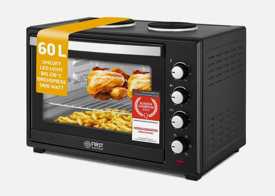 Forni: Minibackofen mit Kochplatten 60L 3400W – Nuovo e nell'imballaggio originale da Amriswil venduto da JaJa-Express