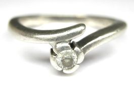 Vintage Ring Silber 925 + HW weisser Stein Blume Gr. 61