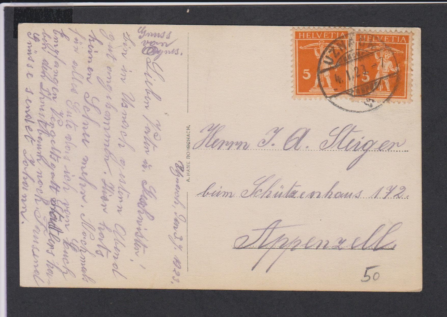 Cartoline postali: Uznach   :   alte Ansichtskarte von 1923 – Usato da Vitznau venduto da Ropaku 1