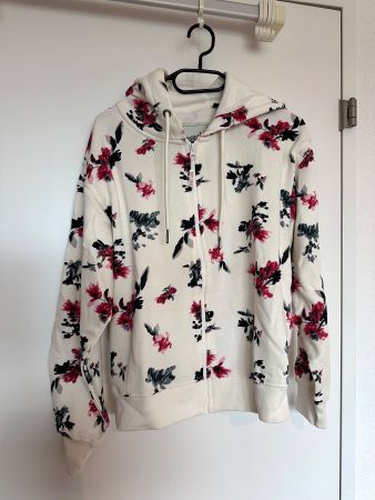 Damen-Pullover mit Hoodie - Baumwolle/blumig - S/M - NEU!