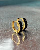 Mini-créoles en argent 925 et zircons noirs