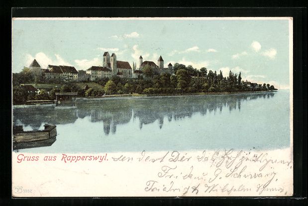 Cartoline postali: AK Rapperswyl, Ort mit Gewässer, 1902 – Usato da Berlin venduto da bartko-reher