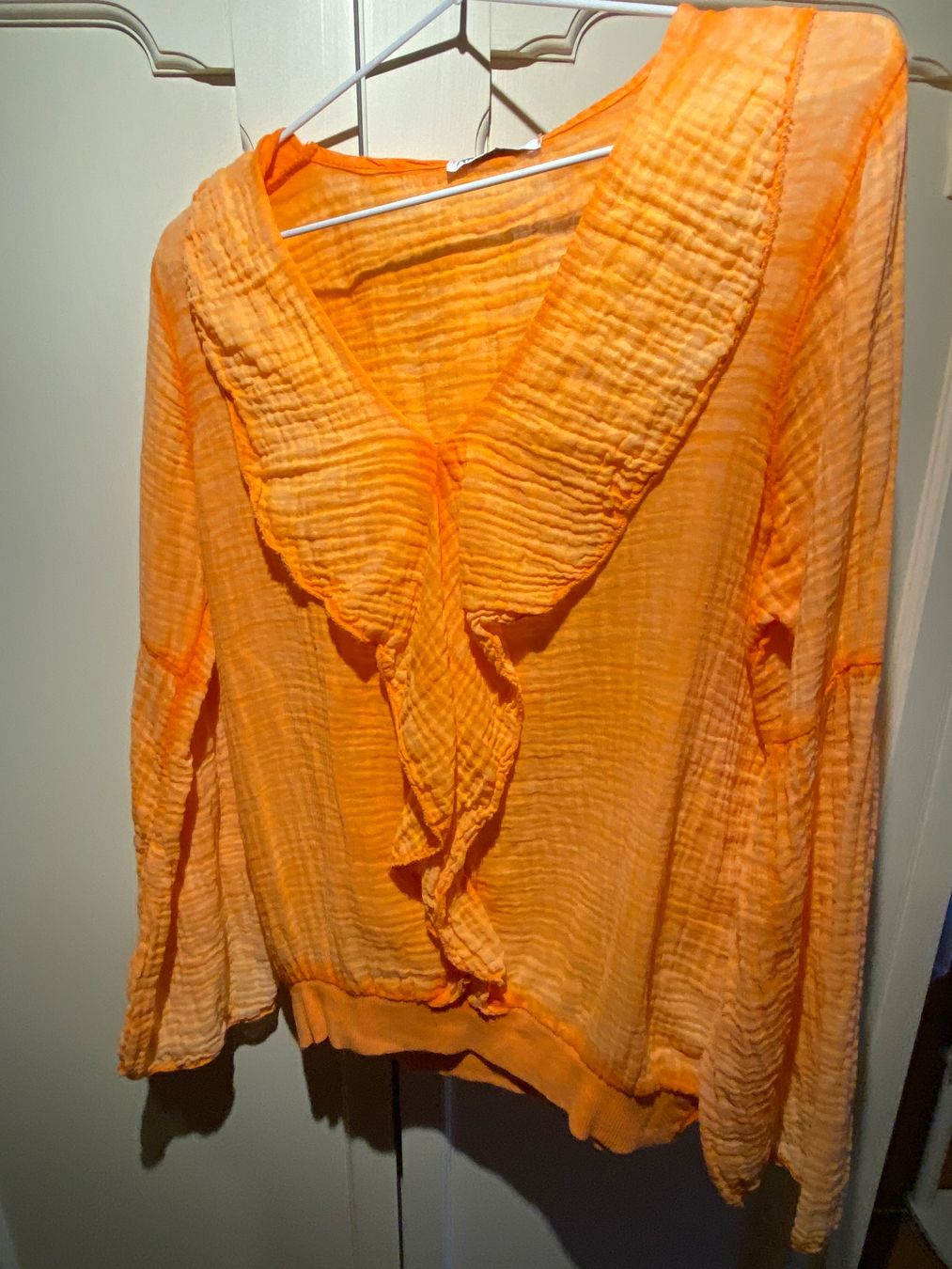Camicette: LANGARM BLUSE MUSSELINSTOFF-ORANGE – Nuovo e nell'imballaggio originale da Meienried venduto da ManuelaBoutique