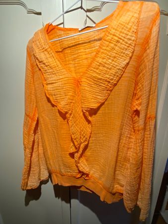 LANGARM BLUSE MUSSELINSTOFF-ORANGE