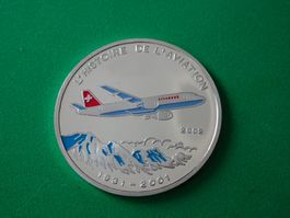Gedenkmünze Taler Silber Swiss Flugzeug 500 Francs Congo