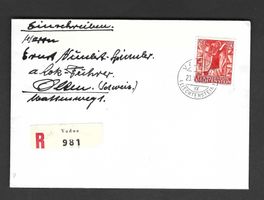 FDC Einschreiben Liechtenstein
