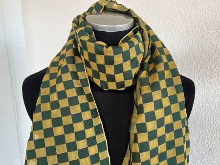 Colora Schal, 28% Seide, 2 seitig tragbar, Grün/Gold, NEU