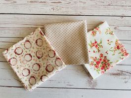 3 Fat quarter/Coupons patchwork & couture - Floralies