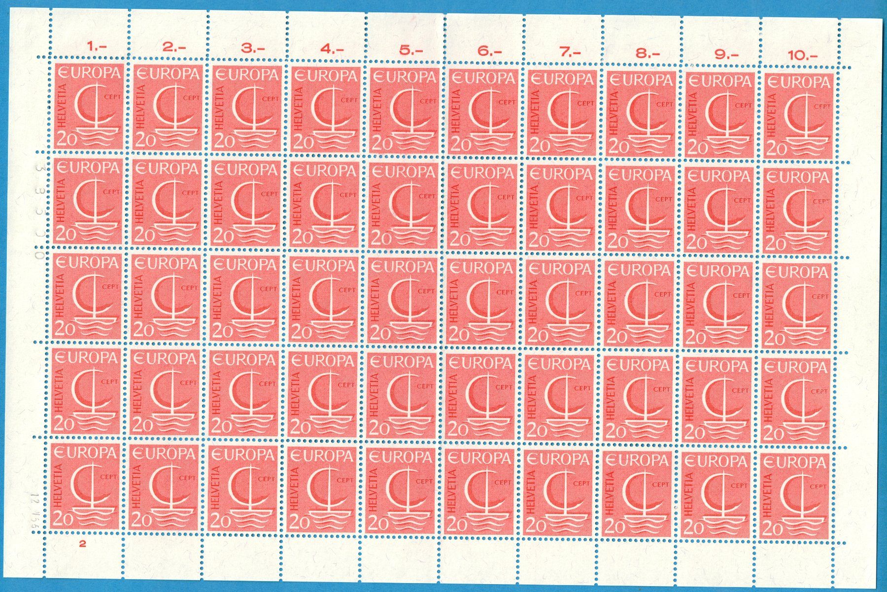 Tutti i francobolli: Bogen 1966    EUROPA  20 Rp.    postfrisch – Usato da Mellingen venduto da Ginger