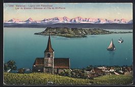 Ligerz /Bielersee, Panorama mit Petersin