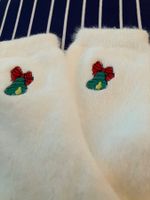 1 Paar weisse Weihnachtssocken, Sujet Glocke, Polyester