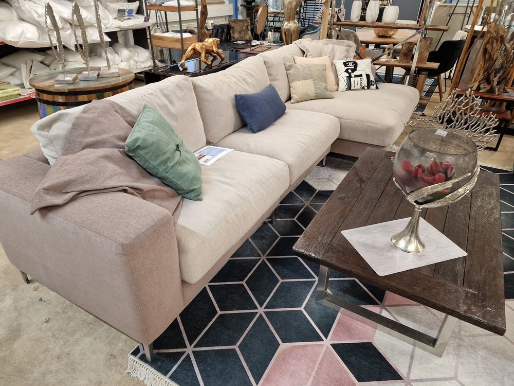 Leinen / Baumwolle Sofa XL Jahre in beige Kaufen auf Ricardo