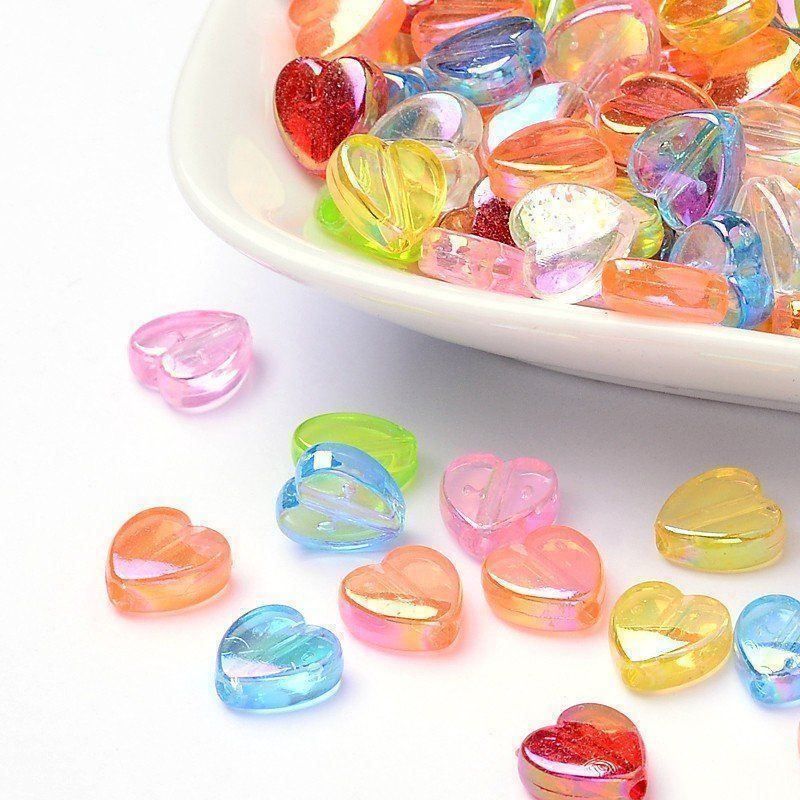 Perle (finte): Acrylperlen Herz gemischt 8x8x3mm /100St – Nuovo (secondo la descrizione) da Rüegsau venduto da Tausendfreund