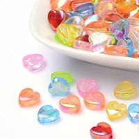 Acrylperlen Herz gemischt 8x8x3mm /100St