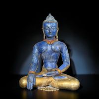 Siddharta Gautama Buddha Lapis Lazuli Bronze vergoldet alt