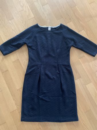 Damen Kleid dunkelblau mit Knopfleiste am Rücken